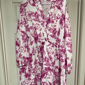 Floral Pink and White Dress